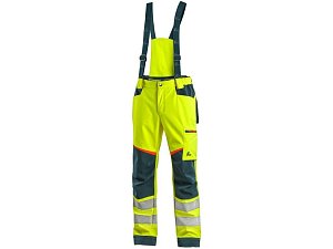 Kalhoty CXS BEDFORD, výstražné, pánské, softshell, žluto-petrolová