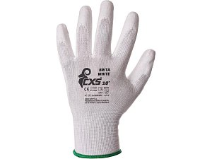 Rukavice CXS BRITA WHITE, s blistrem, máčené v polyuretanu, vel. 10